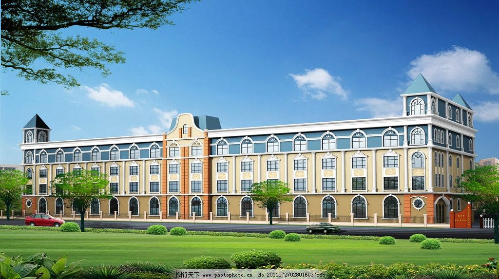 学校效果图 教学楼 3d设计