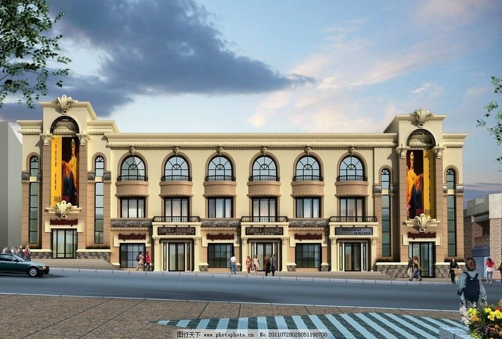 室外效果图设计 欧式建筑效果图 3d室外效果图 街景效果图 室外效果图