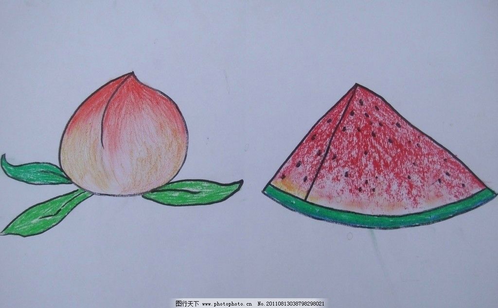 儿童画 苹果 西瓜 卡通画 美术绘画 文化艺术 摄影 72dpi jpg_皮皮网 儿童画 苹果 西瓜 卡通画 美术绘画 文化艺术 摄影 72dpi jpg
