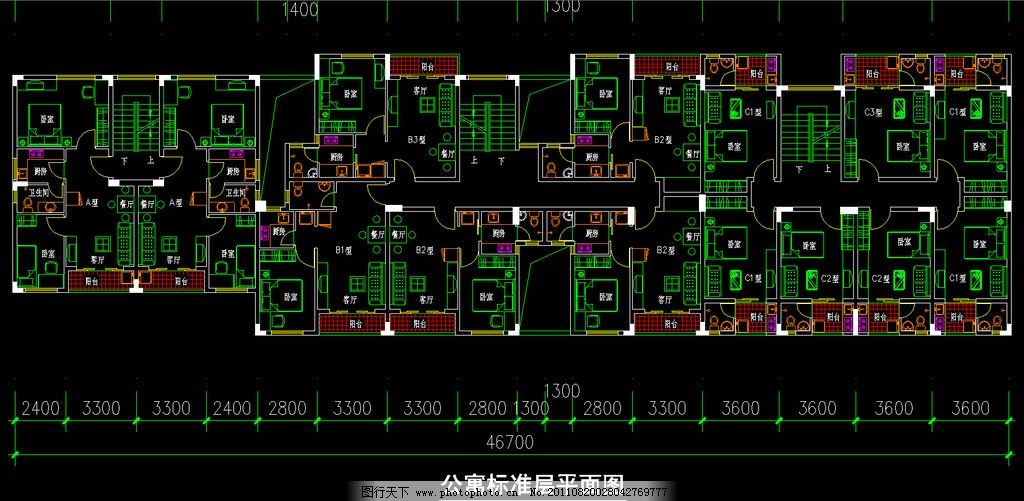 公寓标准层平面图 CAD DWG 图纸 平面图 素材 装修 装饰 施工图 室内设计 工业园区 厂区 厂房 规划区 企业 福永镇凤凰村第三工业园区CAD图 建筑设计 环境设计 源文件