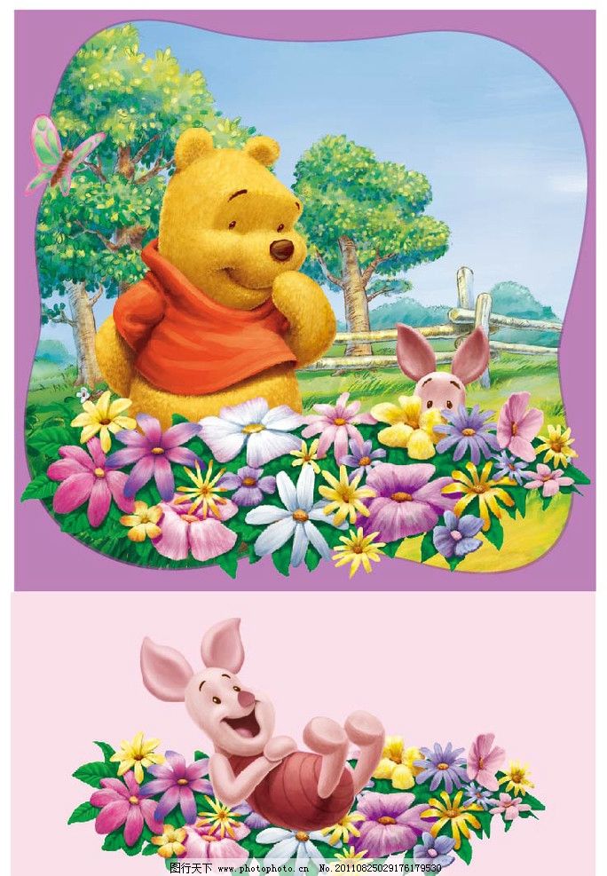 Disney迪士尼迪斯尼 Disney 迪士尼 迪斯尼 小维尼熊 小猪皮杰 花草树木 高清迪士尼卡通图 油画 和谐 绿色 鸟语花香 蝴蝶 背景 卡通 可爱 漂亮 组合 DISNEY 矢量 多动作设计素材 AI卡通素材 源文件 矢量素材 其他矢量 ai 包装设计 广告设计 AI