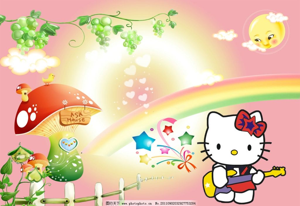 可爱kt猫图片大全 背景图|童卧室壁纸可爱粉红