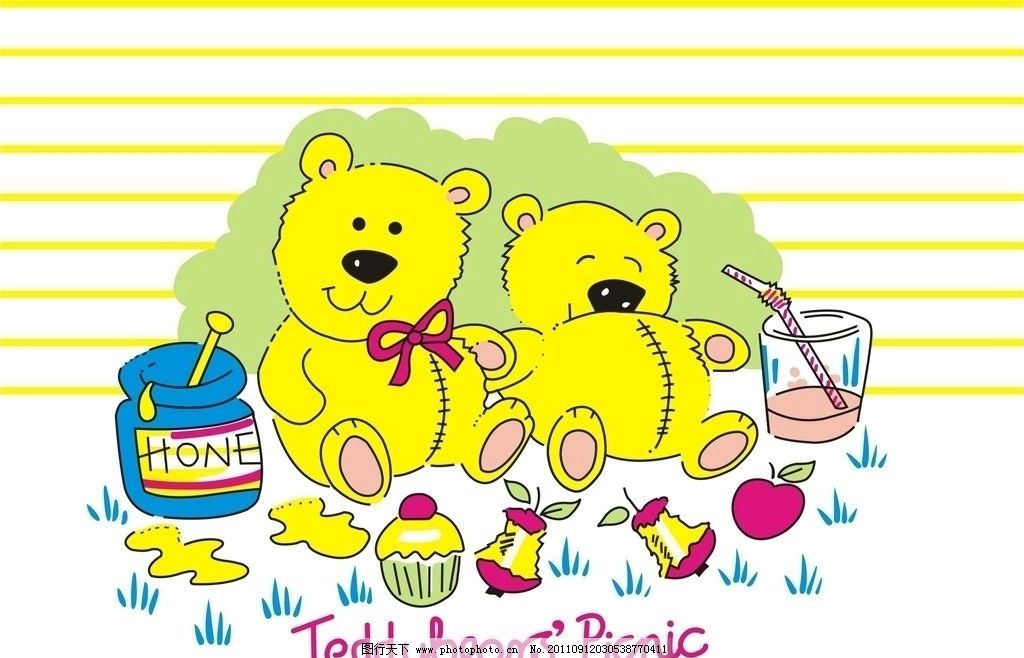 两只小熊吃蜂蜜图片