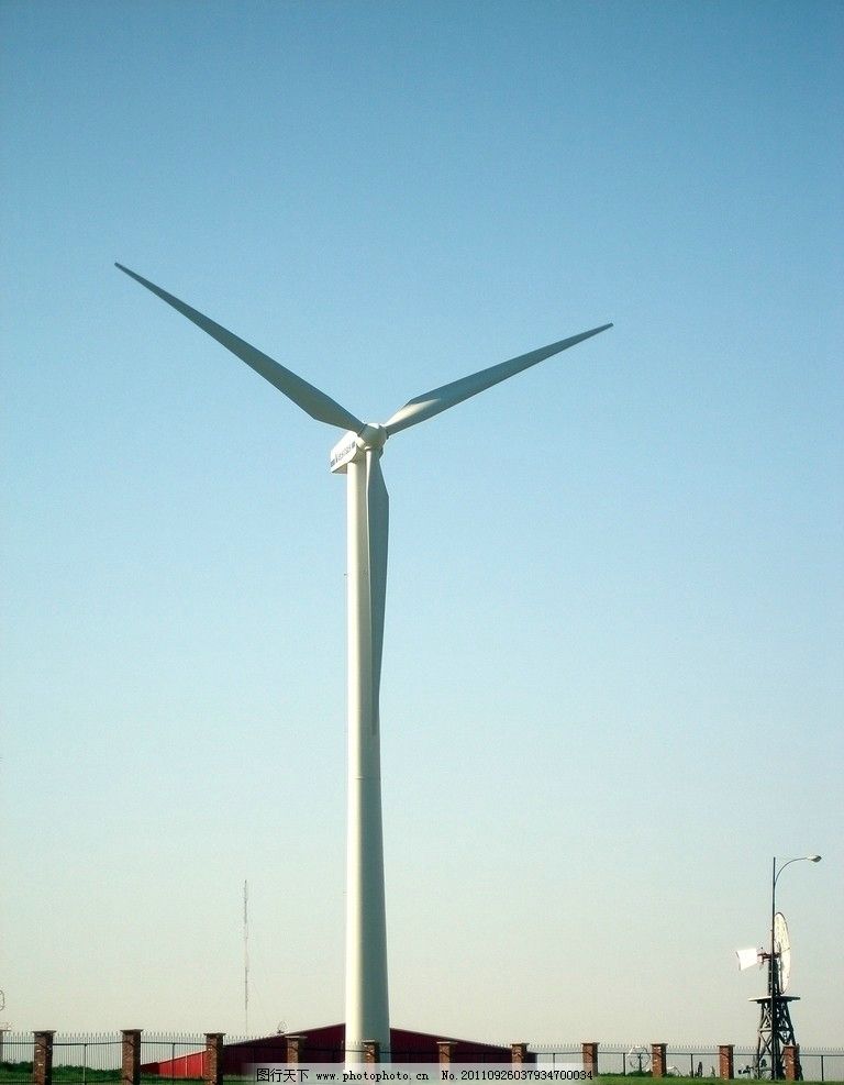 风车 风力发电 蓝天 白云